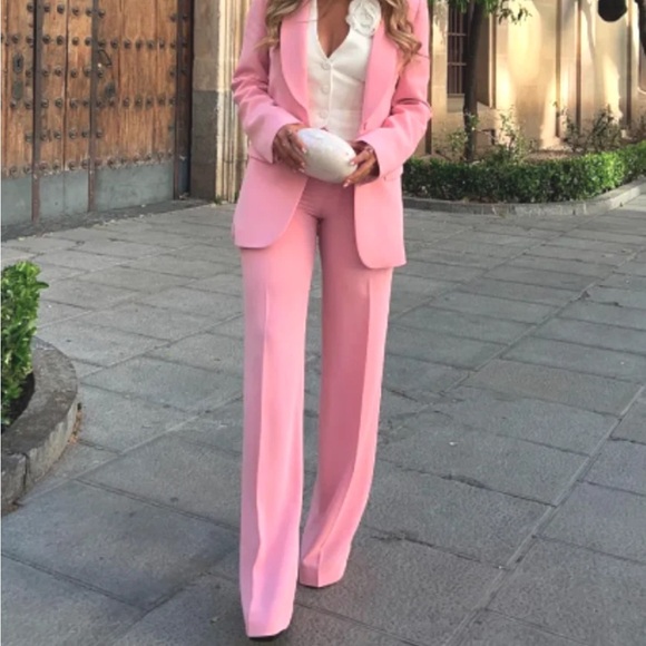 NWT Zara pale Pink high rise pants - Picture 2 of 8